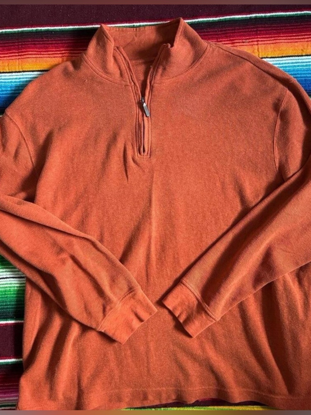 Orange Falls Creek quarter zip sweater